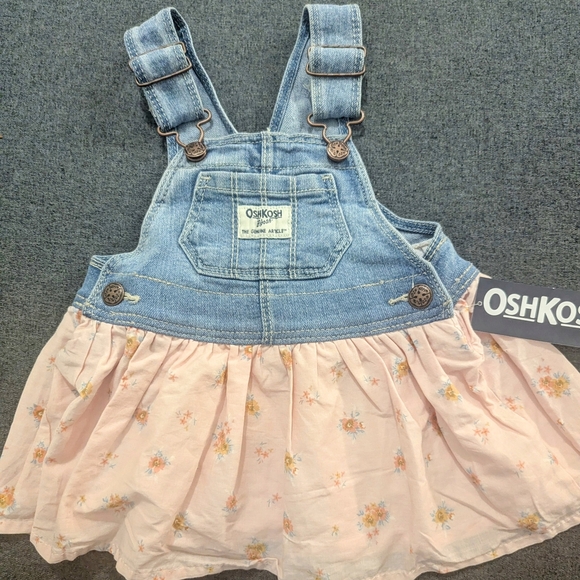 OshKosh B'gosh Other - OshKosh B'gosh Light Blue Denim and Peach Floral Skirtall